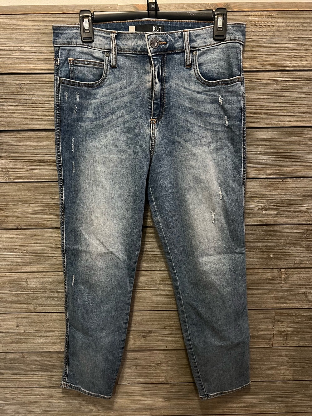 Kut from the Kloth Faded Blue Slim-Straight 28" Crop Jeans